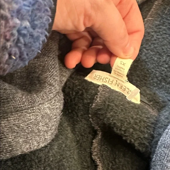 Eileen Fisher Dark Gray Fleece Lined Wool Blend Casual Hooded Zip Up Jacket XS - Picture 11 of 11